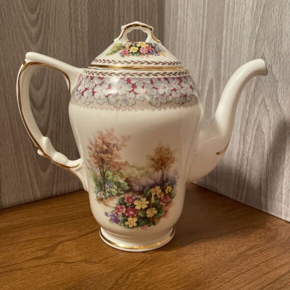 Vintage HM Sutherland England Woodland Dell Bone China Tea Pot And Lid Floral - Picture 5 of 15
